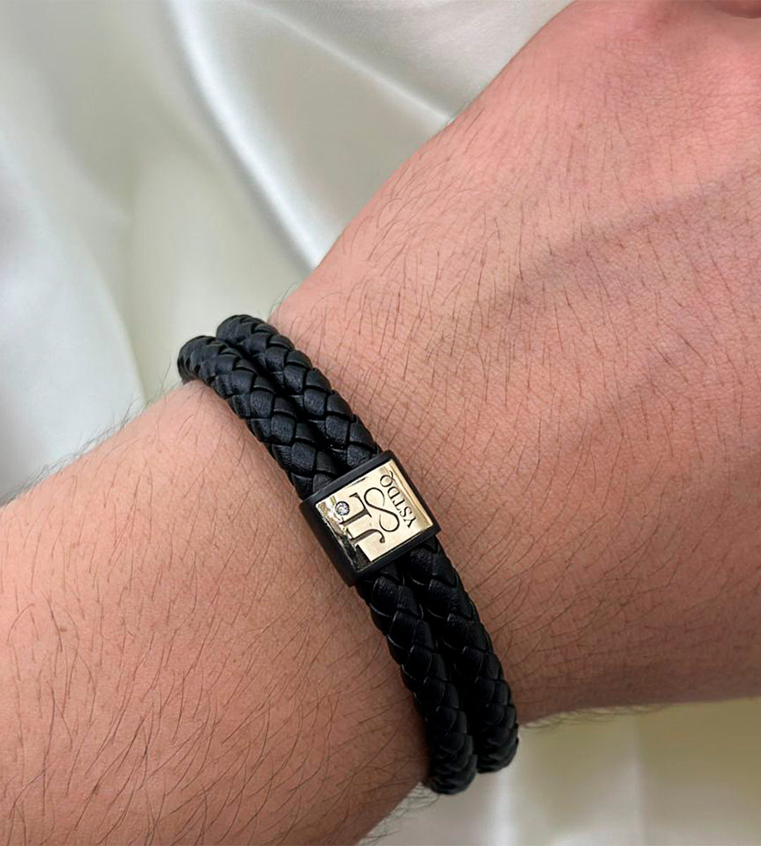 Pulseras Personalizadas en Cuero y Oro 18K